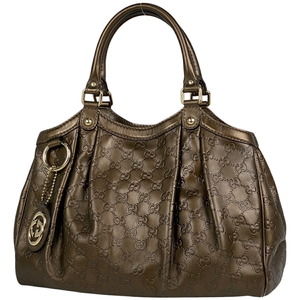 Gucci Brown Embossed GG Leather Shoulder Bag